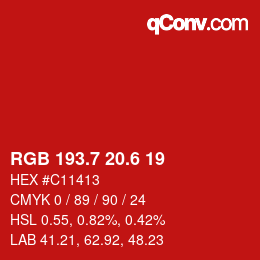 カラーコード: RGB 193.7 20.6 19 | qconv.com