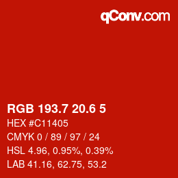 カラーコード: RGB 193.7 20.6 5 | qconv.com