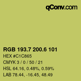 カラーコード: RGB 193.7 200.6 101 | qconv.com