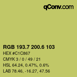 カラーコード: RGB 193.7 200.6 103 | qconv.com