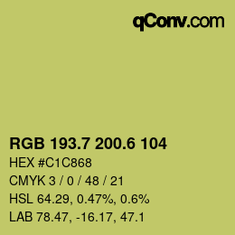 カラーコード: RGB 193.7 200.6 104 | qconv.com