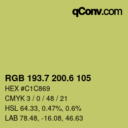 カラーコード: RGB 193.7 200.6 105 | qconv.com