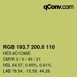 カラーコード: RGB 193.7 200.6 110 | qconv.com