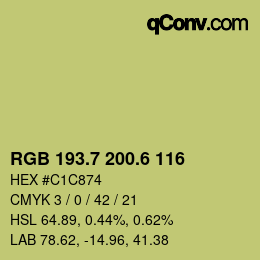 カラーコード: RGB 193.7 200.6 116 | qconv.com