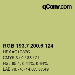 カラーコード: RGB 193.7 200.6 124 | qconv.com
