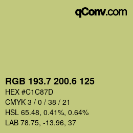 カラーコード: RGB 193.7 200.6 125 | qconv.com