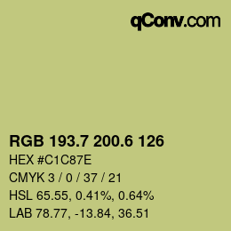 カラーコード: RGB 193.7 200.6 126 | qconv.com