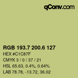カラーコード: RGB 193.7 200.6 127 | qconv.com