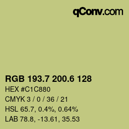 カラーコード: RGB 193.7 200.6 128 | qconv.com
