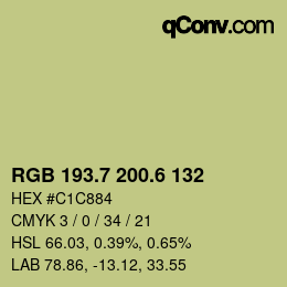 カラーコード: RGB 193.7 200.6 132 | qconv.com