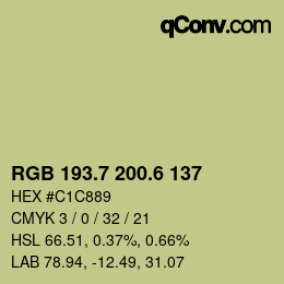 カラーコード: RGB 193.7 200.6 137 | qconv.com