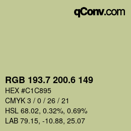 カラーコード: RGB 193.7 200.6 149 | qconv.com