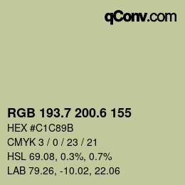 カラーコード: RGB 193.7 200.6 155 | qconv.com
