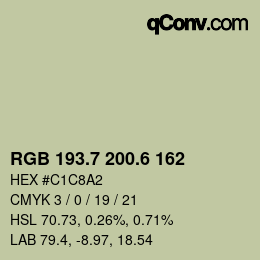 カラーコード: RGB 193.7 200.6 162 | qconv.com