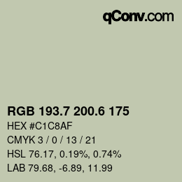 カラーコード: RGB 193.7 200.6 175 | qconv.com