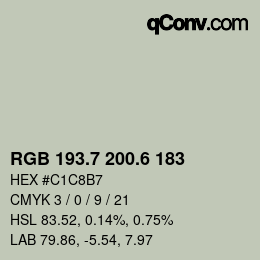 カラーコード: RGB 193.7 200.6 183 | qconv.com