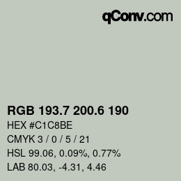 カラーコード: RGB 193.7 200.6 190 | qconv.com