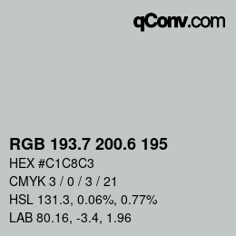 カラーコード: RGB 193.7 200.6 195 | qconv.com