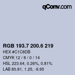 カラーコード: RGB 193.7 200.6 219 | qconv.com