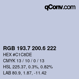 カラーコード: RGB 193.7 200.6 222 | qconv.com