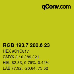 カラーコード: RGB 193.7 200.6 23 | qconv.com