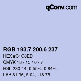 カラーコード: RGB 193.7 200.6 237 | qconv.com