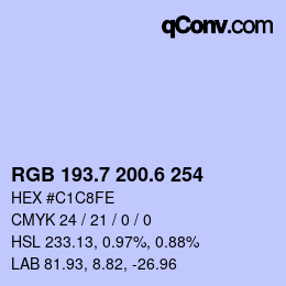 カラーコード: RGB 193.7 200.6 254 | qconv.com