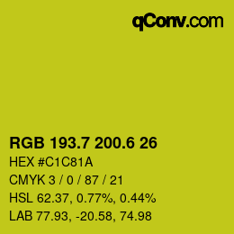 カラーコード: RGB 193.7 200.6 26 | qconv.com