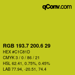 カラーコード: RGB 193.7 200.6 29 | qconv.com