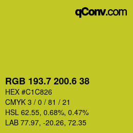 カラーコード: RGB 193.7 200.6 38 | qconv.com