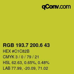 カラーコード: RGB 193.7 200.6 43 | qconv.com