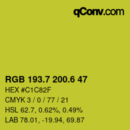 カラーコード: RGB 193.7 200.6 47 | qconv.com