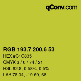 カラーコード: RGB 193.7 200.6 53 | qconv.com
