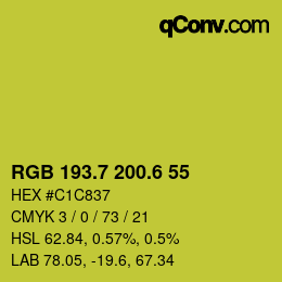 カラーコード: RGB 193.7 200.6 55 | qconv.com