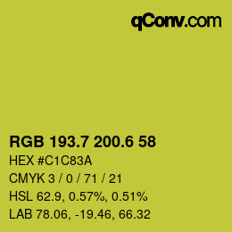 カラーコード: RGB 193.7 200.6 58 | qconv.com