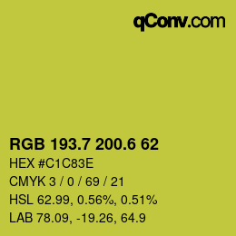 カラーコード: RGB 193.7 200.6 62 | qconv.com