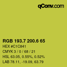 カラーコード: RGB 193.7 200.6 65 | qconv.com
