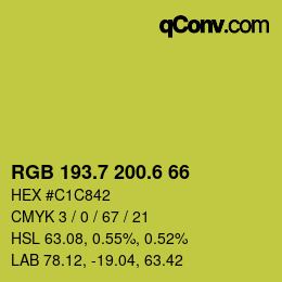 カラーコード: RGB 193.7 200.6 66 | qconv.com
