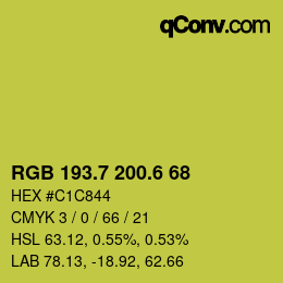 カラーコード: RGB 193.7 200.6 68 | qconv.com