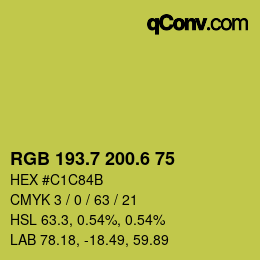 カラーコード: RGB 193.7 200.6 75 | qconv.com