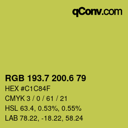 カラーコード: RGB 193.7 200.6 79 | qconv.com