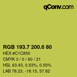 カラーコード: RGB 193.7 200.6 80 | qconv.com