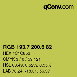カラーコード: RGB 193.7 200.6 82 | qconv.com