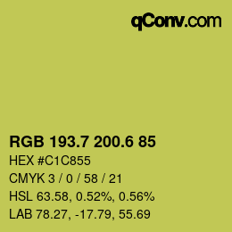 カラーコード: RGB 193.7 200.6 85 | qconv.com
