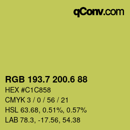 カラーコード: RGB 193.7 200.6 88 | qconv.com