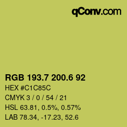 カラーコード: RGB 193.7 200.6 92 | qconv.com