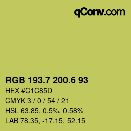 カラーコード: RGB 193.7 200.6 93 | qconv.com