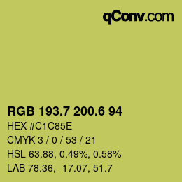 カラーコード: RGB 193.7 200.6 94 | qconv.com