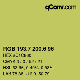カラーコード: RGB 193.7 200.6 96 | qconv.com