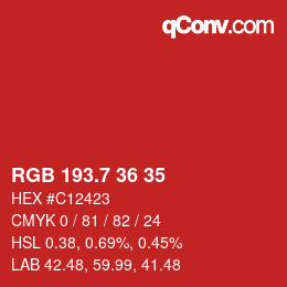 カラーコード: RGB 193.7 36 35 | qconv.com